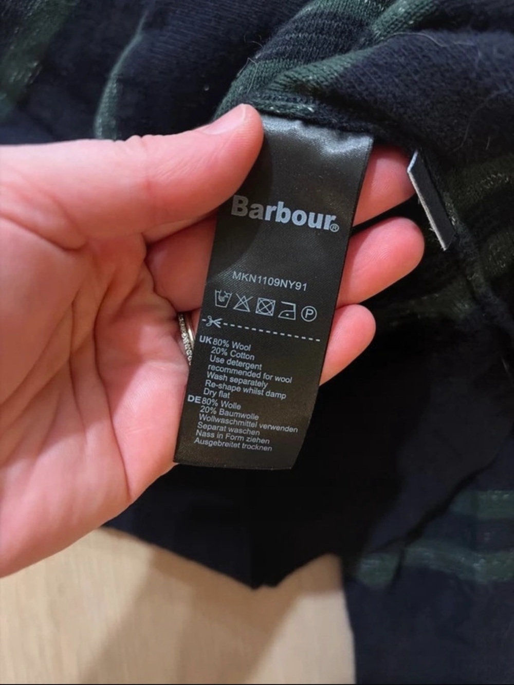 Barbour Navy and Green Striped Crewneck Sweater - Picture 3 of 4